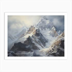 Snowy Winter Mountain Range Art Print