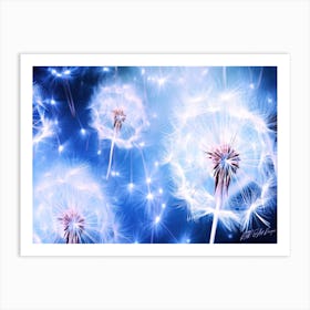 Dandelions In Flight 2 - Dandelion Puff Art Print