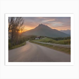 Sunset On The Road Art Print