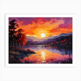 Tranquil Sunset Over Lake Art Print