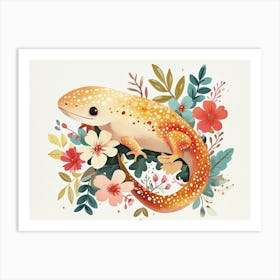 Little Floral Salamander Art Print