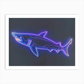 Neon Sign Inspired Shark 1 Art Print
