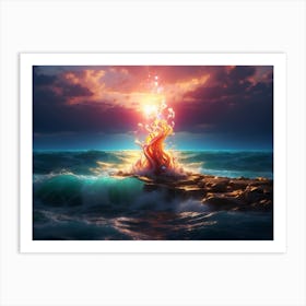 Fire In The Ocean 1 Art Print