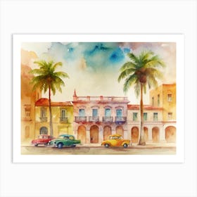 Watercolor Of Cuba Art Print