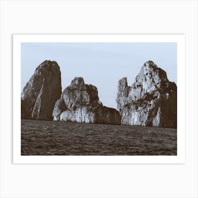 Capri Grotto Rocks Mountain Sea Water Italy Italian Black And White Monochrome Landscape Nature Horizontal Art Print