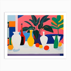 Vases And Fruit Abstract Art Print