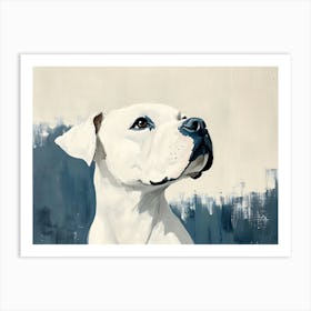 Minimal Dog Blue White Beige Art Print