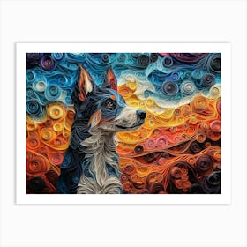 Australian Cattle Dog Paper Quilling Portrait Art Print