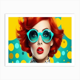 Polka Dot Girl With Sunglasses Art Print