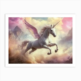 Unicorn Flying In The Sky Art Print