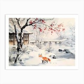 Fox In Snow Art Print