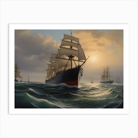 Sailing Ships In The Ocean Art Print