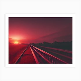 Sunset Over Train Tracks Art Print