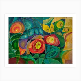 Living Room Abstract Wall Art, Magic Garden Vibrant  Expression  Art Print