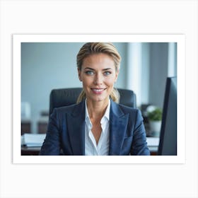 Portrait Of A Business Woman In Office Art Print