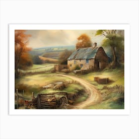 Printable Wall Art, Vintage Landscape, Farmhouse Wall Decorations, Vintage Landscape Oil Painting.21 Art Print