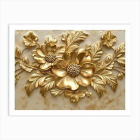 Gold Floral Wall Art Print