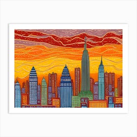 New York City At Sunset Art Print