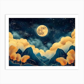 Moonlight In The Mountains 2 Art Print