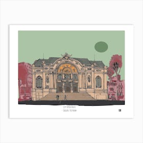 Saigon City Opera House Vietnam Digital Illustration Art Print