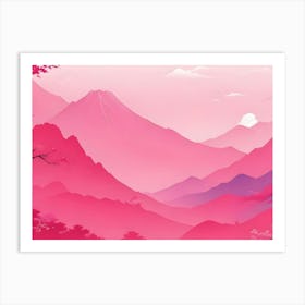 Japanese Mountain Landscape With Cherry Blossoms Tranquil Nature Scene 5 Art Print