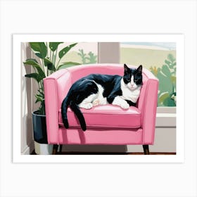 Cat Napping in an armchair wall art poster print Art Print