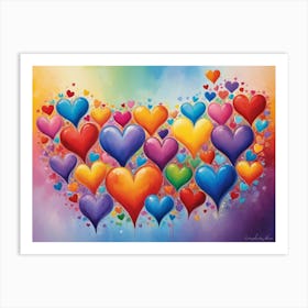 Rainbow Hearts 3 Art Print