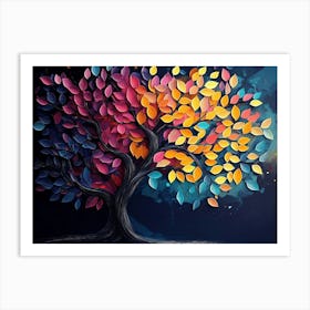 Tree In The Night Painting Art Print