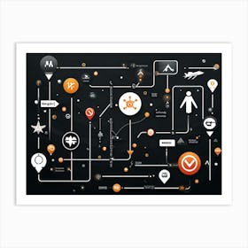 A Detailed Graphic Illustration Of Global Positioning System Icons And Symbols Floating Seamlessly (4) Art Print