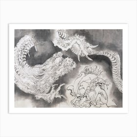 Dragon (19th Century) Vintage Drawing, Katsushika Hokusai Art Print