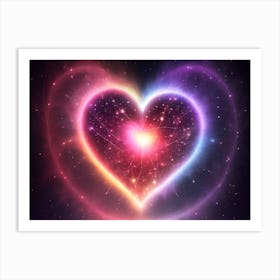 A Colorful Glowing Heart On A Dark Background Horizontal Composition 52 Art Print