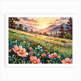 Sunset In The Meadow 14 Art Print