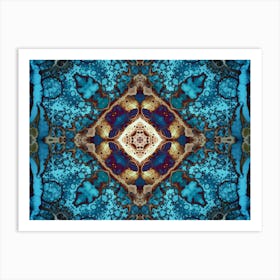 Blue Watercolor Flower Pattern 1 Art Print