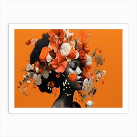 Portrait Of A Woman With Flowers 1 Art Print