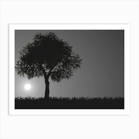 Silhouette Of A Tree Art Print