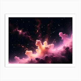 A Cosmic Explosion Of Pink And Orange Hues In A Vast, Starry Expanse Of Space, Illustrating The Dynamic Nature Of The Universe Art Print