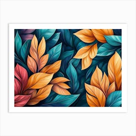 Beautiful Illustration of Colorful Leaves 3 Art Print