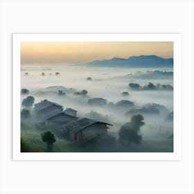 Misty Village 1 Art Print