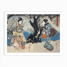 Enjoying Plum Blossoms In The Evening By Utagawa Kunisada Art Print