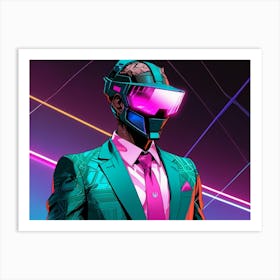 Neon Man In Suit Art Print