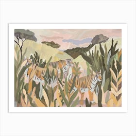 Tigers Tropical Jungle Illustration 1 Art Print