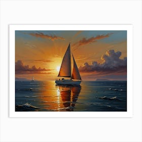 Sailboat At Sunset 1 Art Print