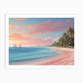 Sunset At The Beach Paintings Art Print 9 Art Print