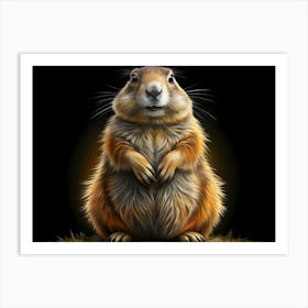 Prairie Dog Portrait With Black Background Art Print