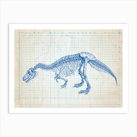 Baryonyx Skeleton Hand Drawn Blueprint 1 Art Print