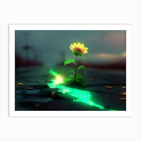 Flower In The Road Art Print