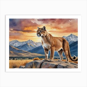 Whispers of the Prairie Wind Cougar Art Print