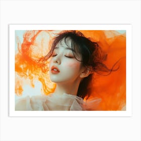 Asian Girl With Orange Hair Art Print