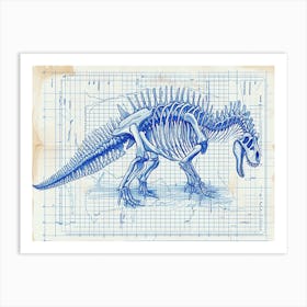 Dimetrodon Dinosaur Skeleton Blueprint Inspired Art Print