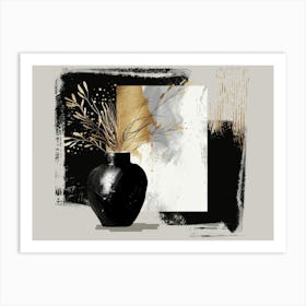 Abstract Black And Gold Painting 91 Art Print